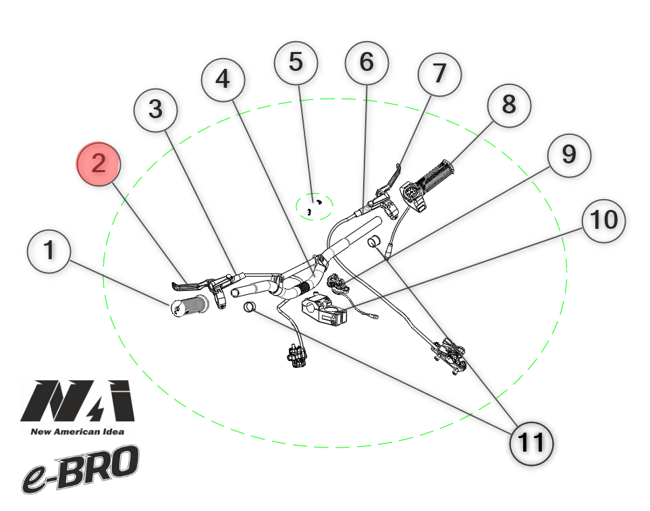 2. NAI linker Schalthebel, Vorderradbremse e-BRO 18 / 20