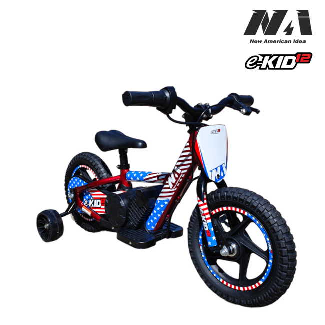 NAI e-KID 12 Kindermotorrad, 12" Räder mit Seitenrädern