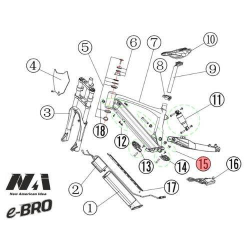 15. NAI swingarm mounting bolt with washers e-BRO